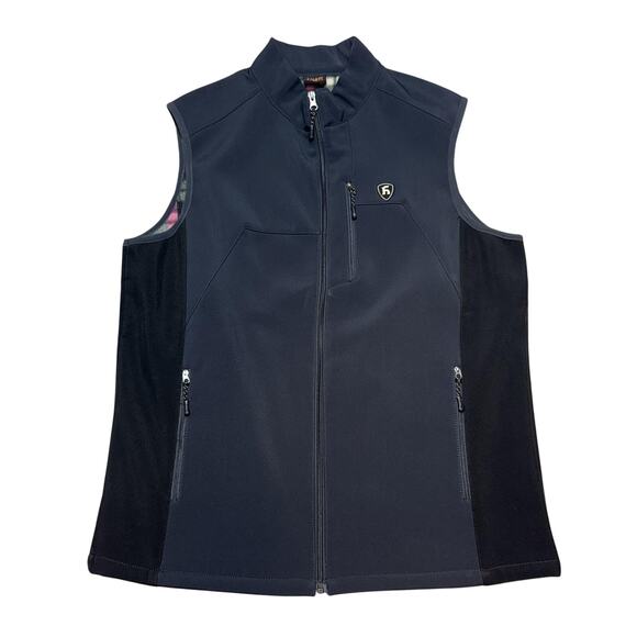 KALB Softshell Vest Mens Large Black Fleece Lined Zip Pockets Mock Neck Stretch - Picture 2 of 8